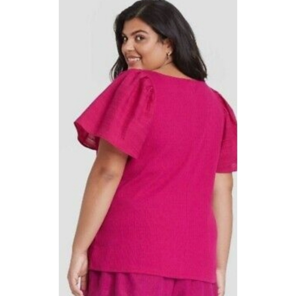 Ava & Viv Flutter Short Sleeve Ribbed Top - Picture 7 of 11